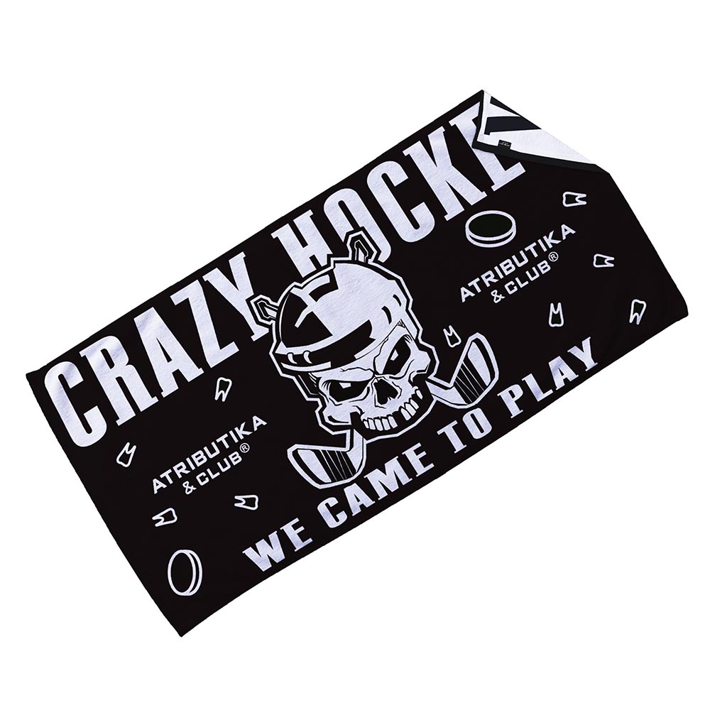 Полотенце "A&C" Crazy Hockey черный/белый 70*140